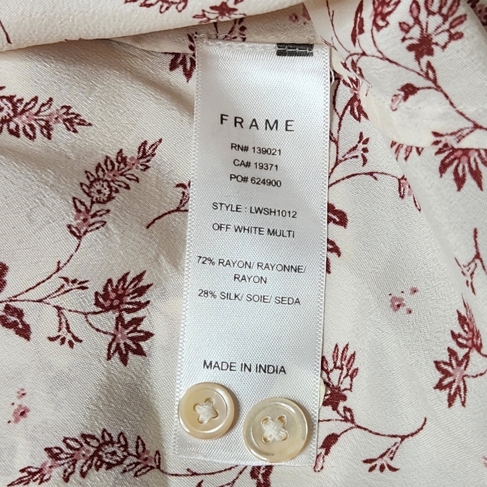 FRAME Voluminous Button Up Shirt in Floral/Off-white - Picture 7 of 7